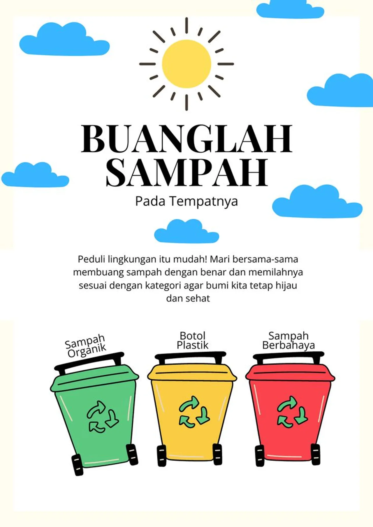 Poster Sampah Plastik Sederhana dan Mudah Digambar