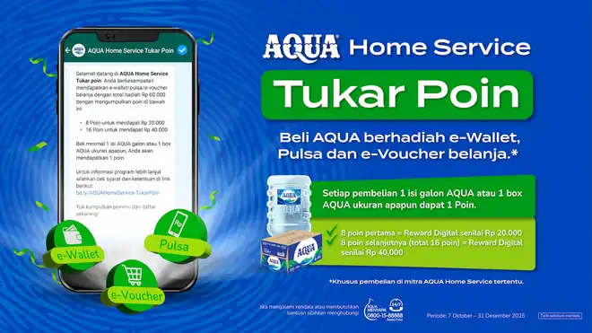 Program AQUA Home Service Tukar Poin,  Beli AQUA di AHS & Dapatkan Hadiahnya!